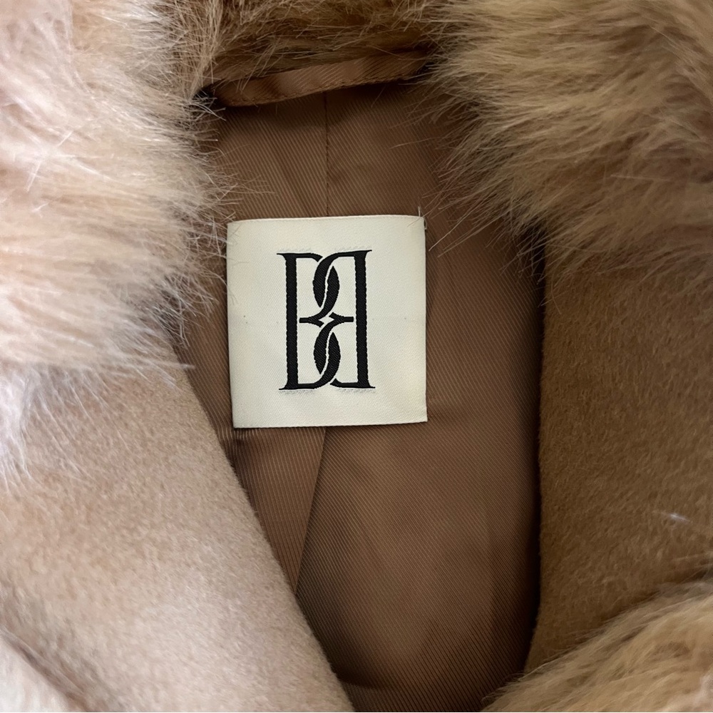 Malene Birger Kaliies Faux Fur Brown Coat Button Front Closure Tassels Sz Large - Picture 5 of 13